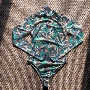 Nasty Gal Sheer Mesh Camo Leotard (New with Tags)